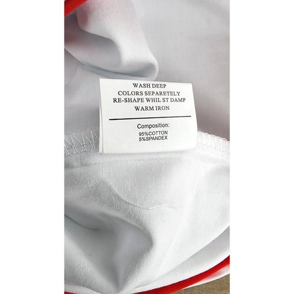 Vassari Los Angeles High Zipper Collar Large Red White Designer Shirt - Picture 9 of 10